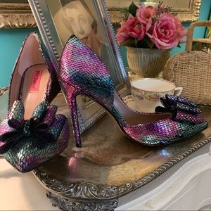 Betsey Johnson Iridescent Snake Snake Skin Pattern Heel